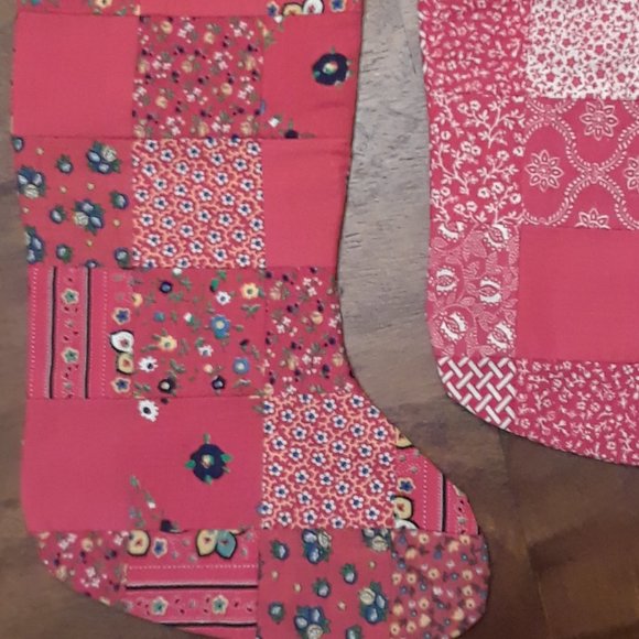 2 Handmade Patchwork Christmas Stockings (NWOT) - Picture 3 of 3